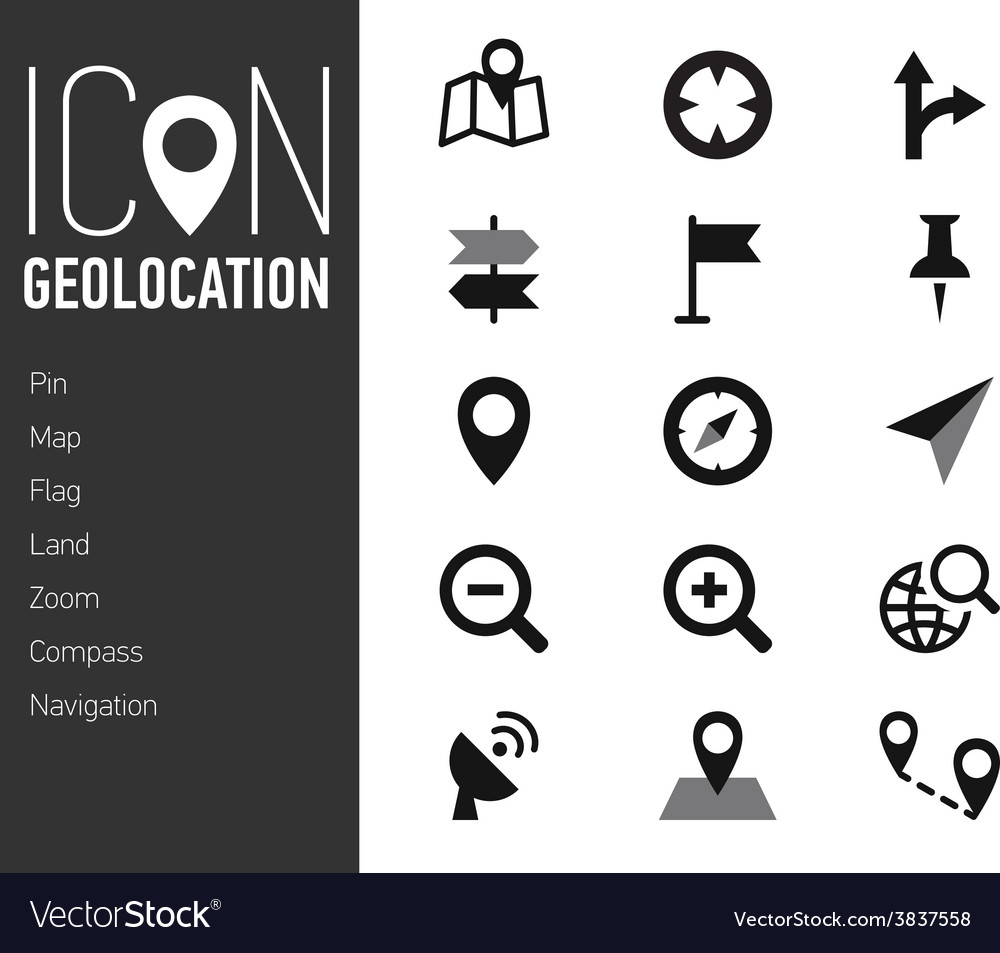 Map icons and location with white background