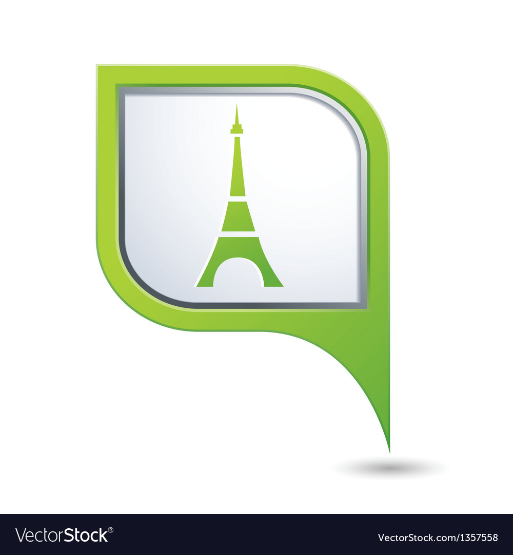 Map pointer with eiffel tower icon