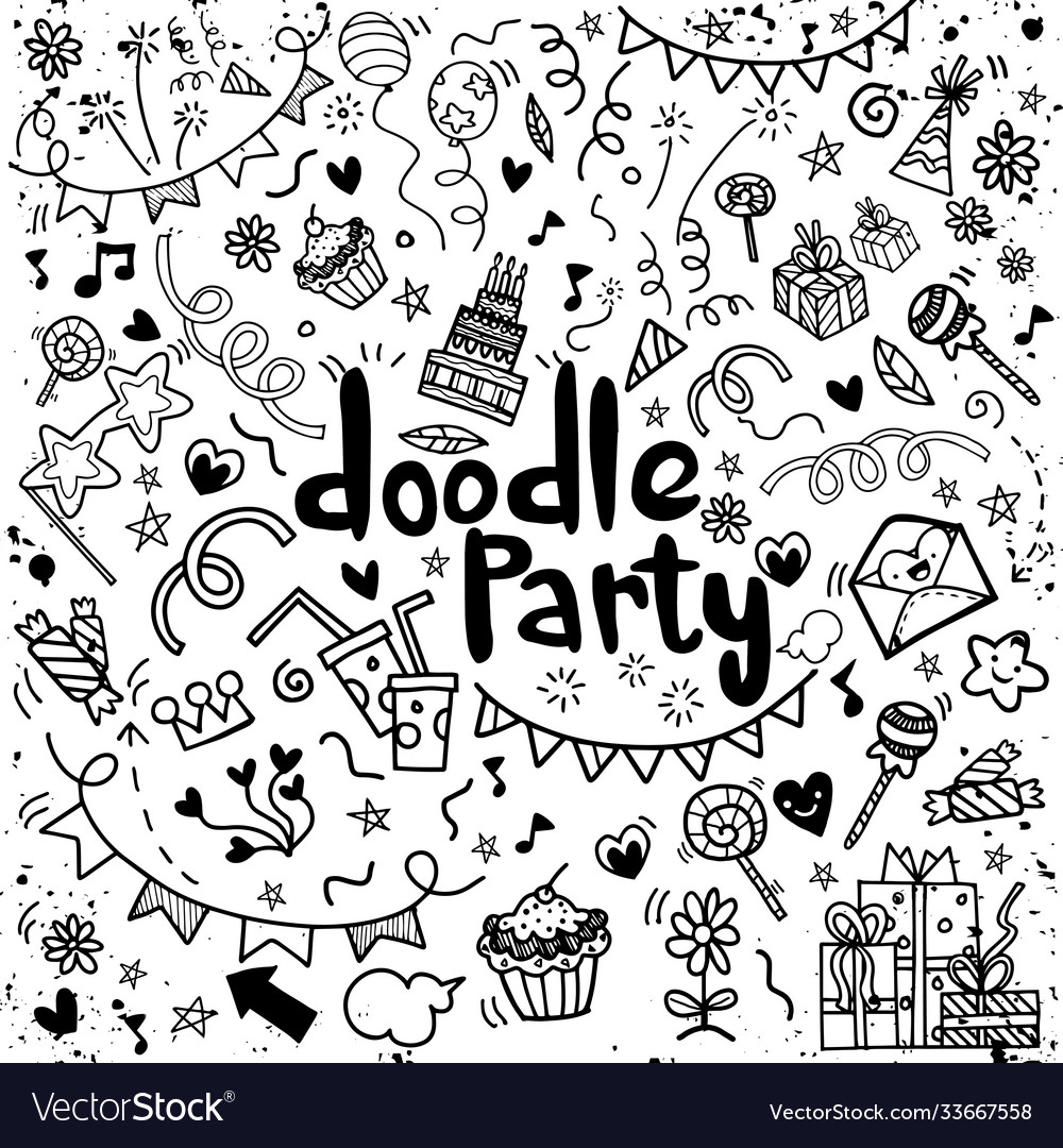 Objects and symbols on party element vector image Objects and symbols on party element