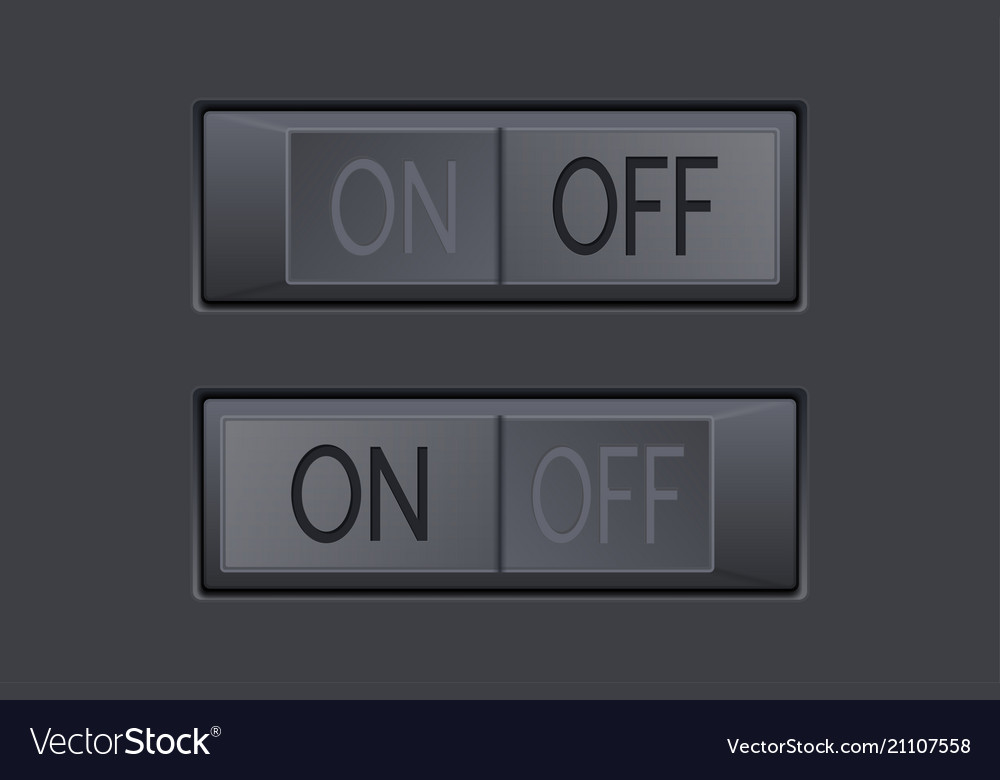 On and off toggle switch buttons black 3d icons