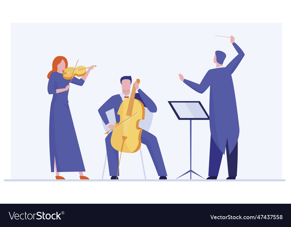 Orchestra playing classical symphony Royalty Free Vector