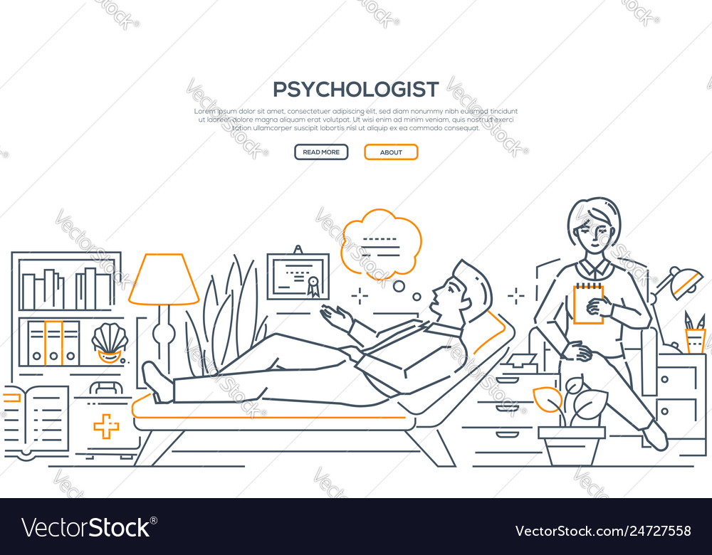 Psychologist Modern Line Design Style Web Banner