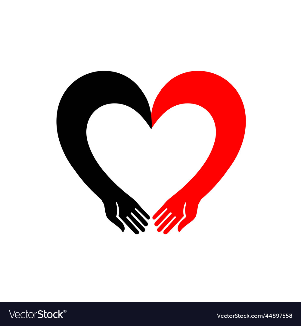 Red black heart with hands hands forming heart Vector Image