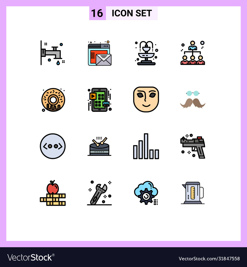 Set 16 flat color filled lines on grid