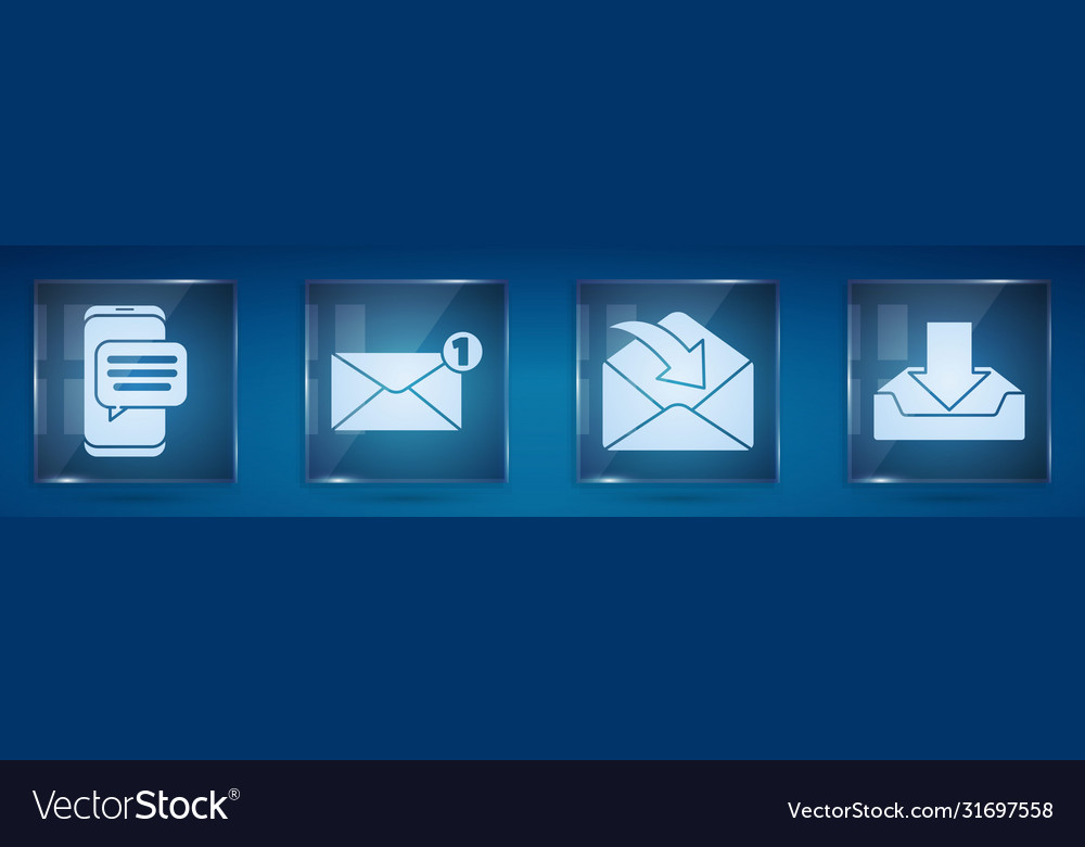 Set chat messages notification on phone envelope vector image Set chat messages notification on phone envelope