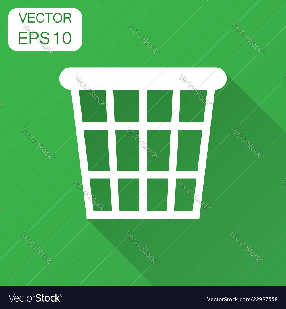 Trash bin garbage icon in flat style bucket