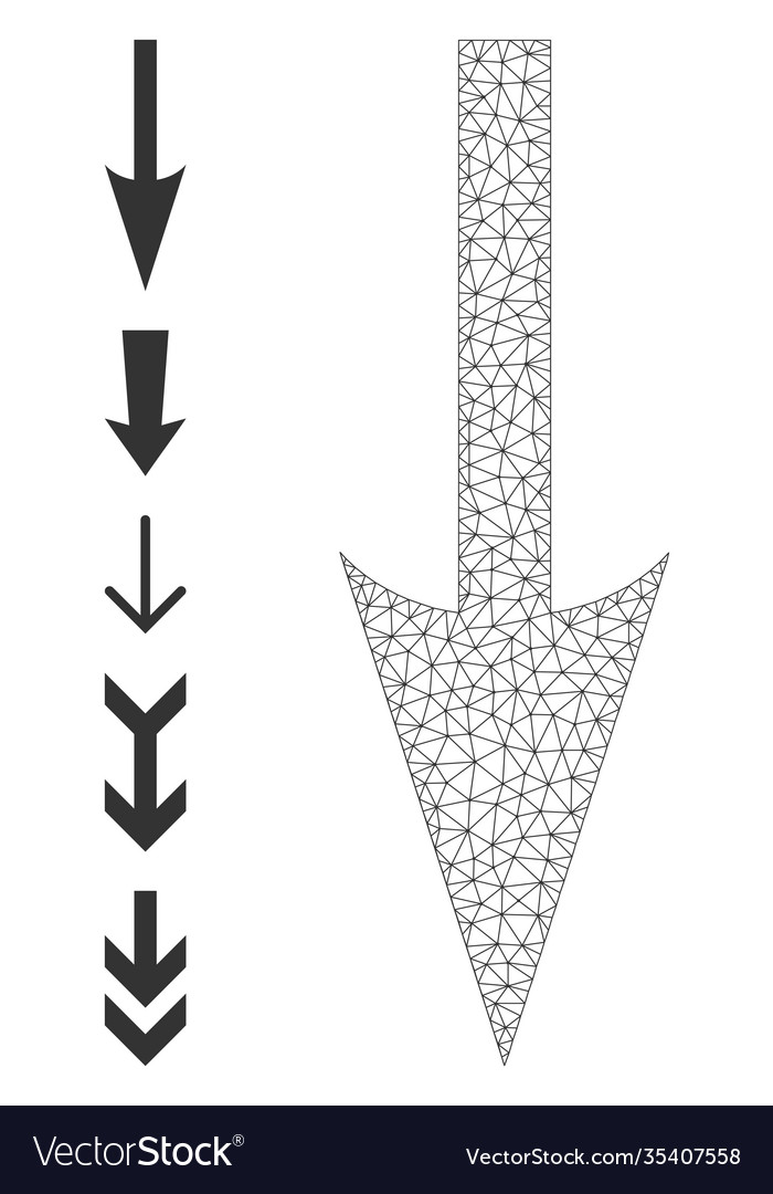 Web-Netzwerk scharfe Pfeil nach unten Symbol mit einfachen vector image Web-Netzwerk scharfe Pfeil nach unten Symbol mit einfachen