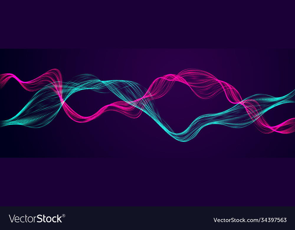 3d particles mesh array mutual sound wave flowing Vector Image 3d particles mesh array mutual sound wave flowing