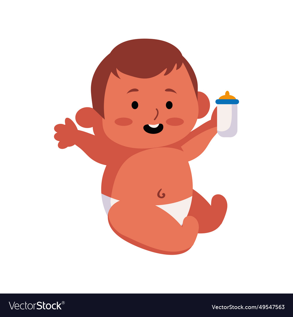 Baby with bottle isolated