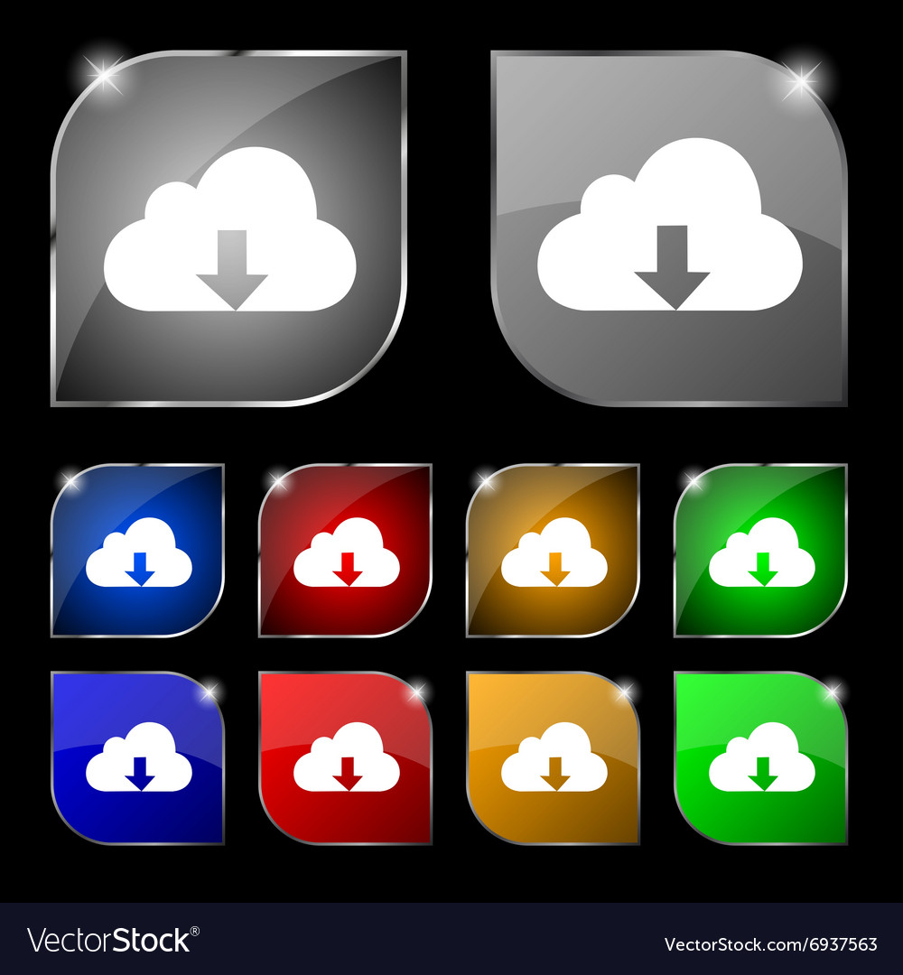 Backup icon sign set ten colorful buttons
