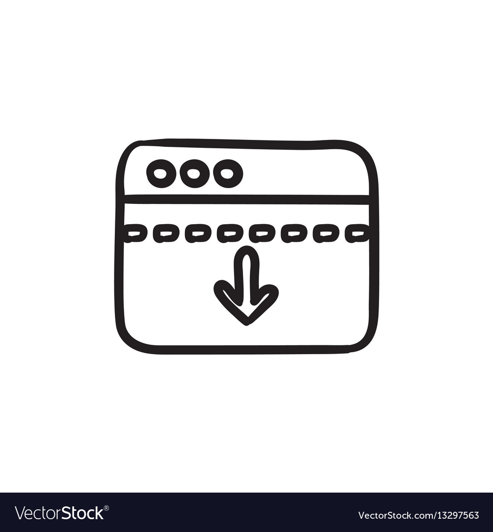 Browser window with arrow down sketch icon