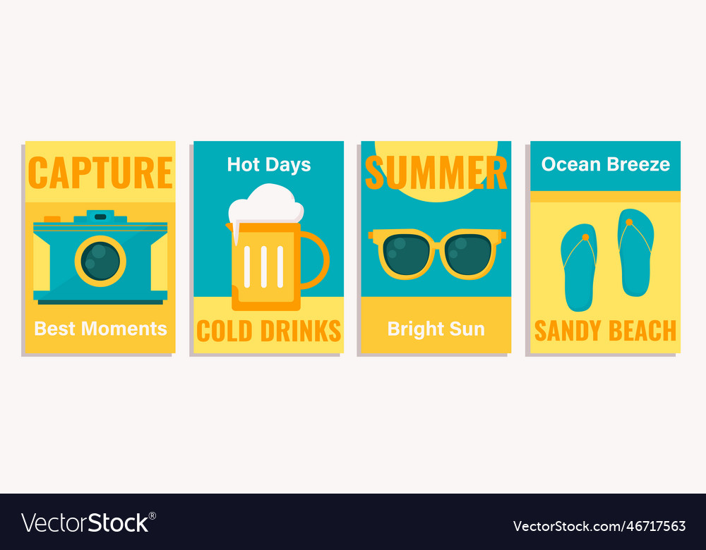 Collection of four summer posters templates