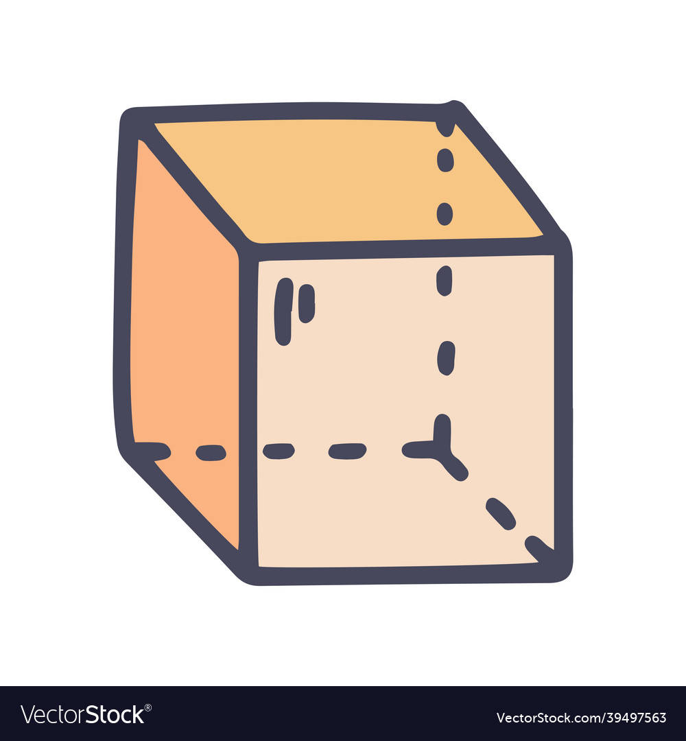 Cube color doodle simple icon design Vector Image Cube color doodle simple icon design