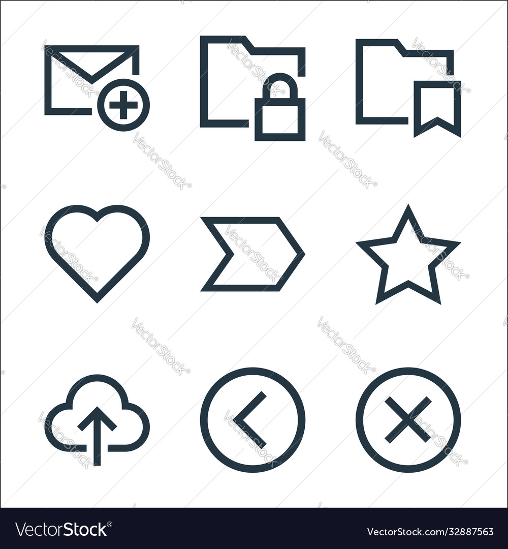 Email line icons linear set quality vector image Email line icons linear set quality