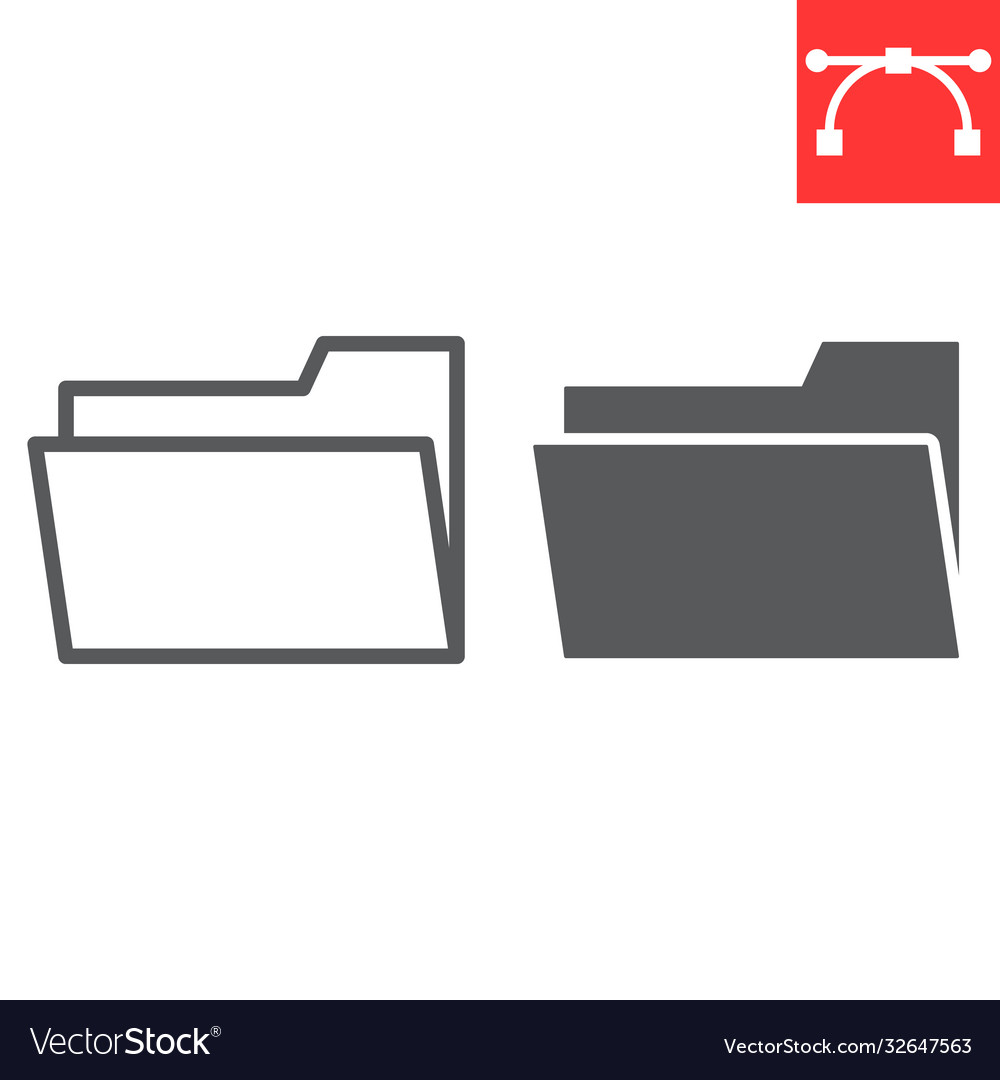 Folder line and glyph icon ui button vector image Folder line and glyph icon ui button