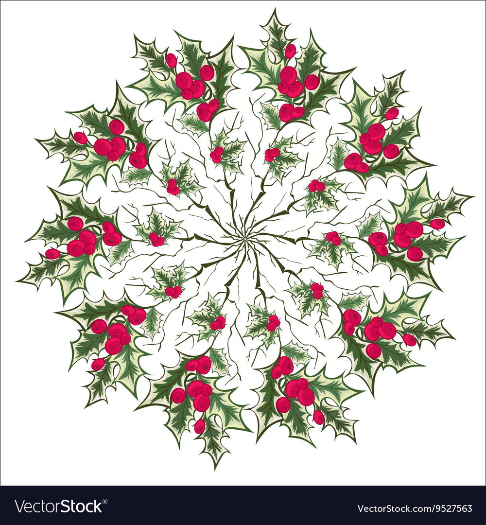 hand drawing floral holly mandala zentangle vector image