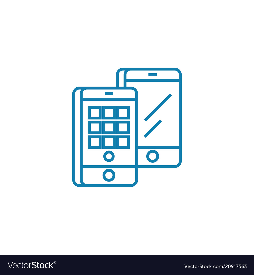 Mobile applications linear icon concept vector image Mobile applications linear icon concept