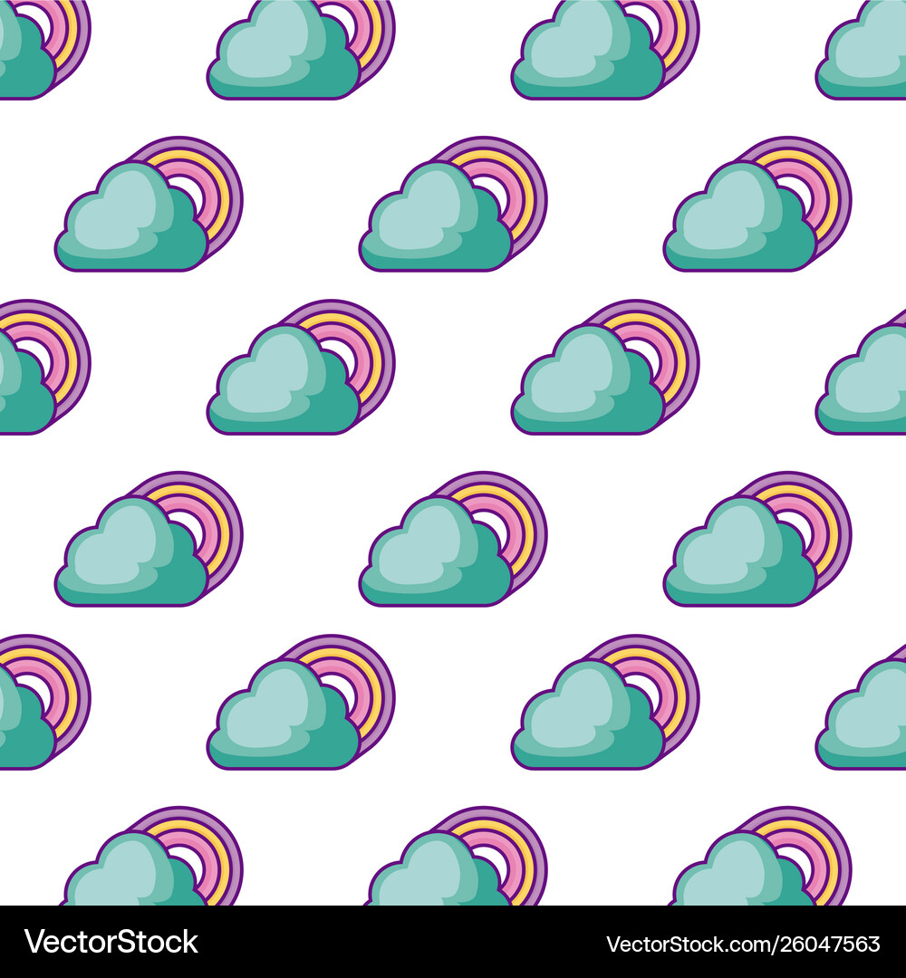 Pattern clouds and rainbows Royalty Free Vector Image