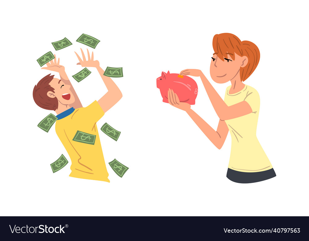 Rich and wealthy man and woman character Vector Image