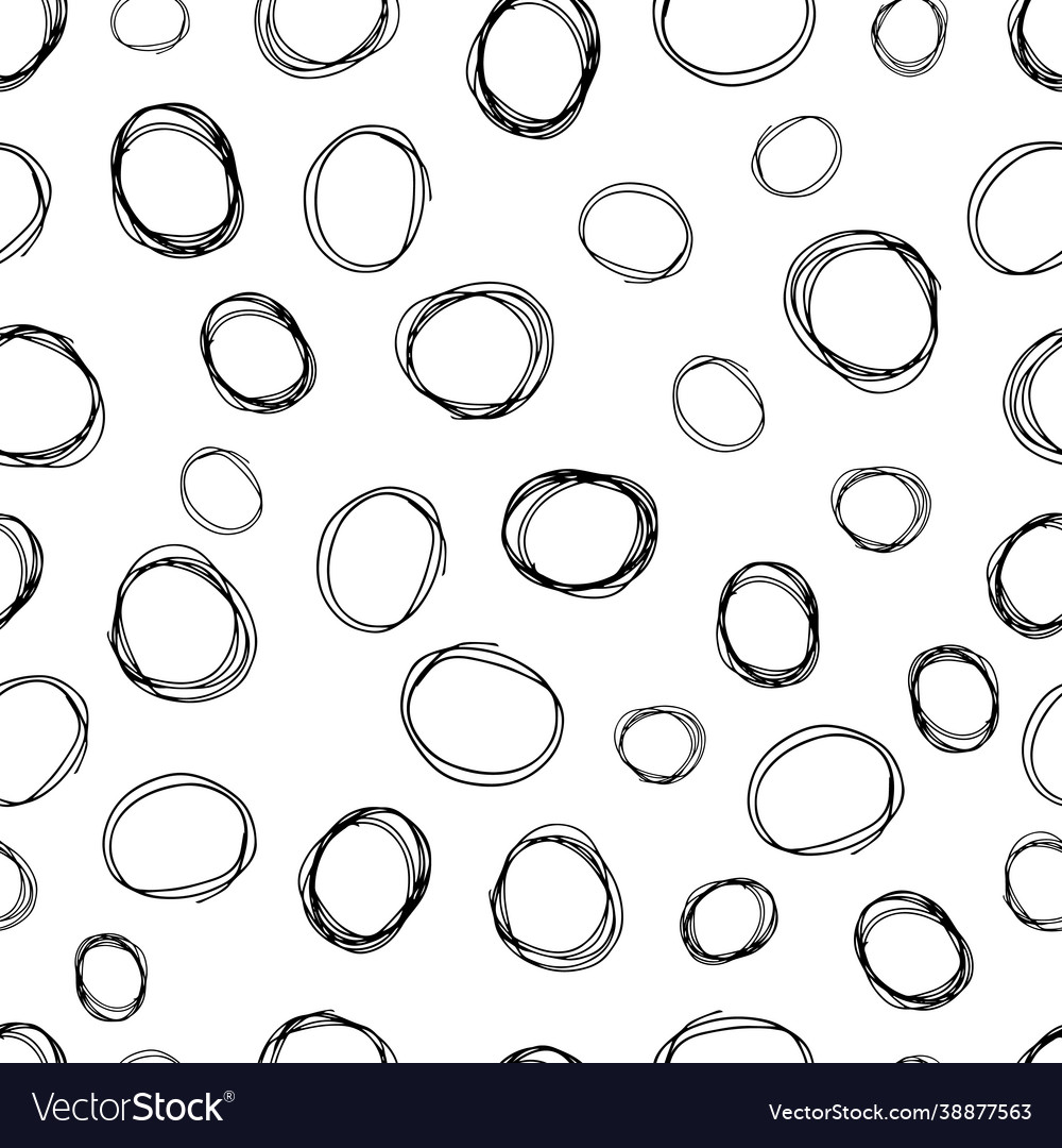 Seamless pattern with sketch circles shape vector image Seamless pattern with sketch circles shape