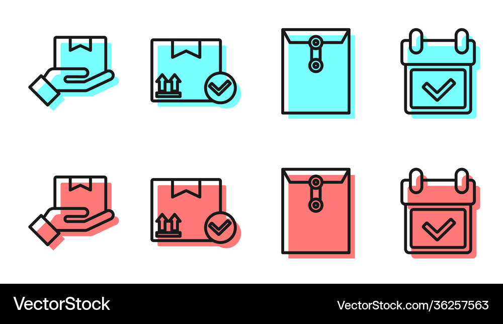 Set line envelope delivery hand with boxes Vector Image