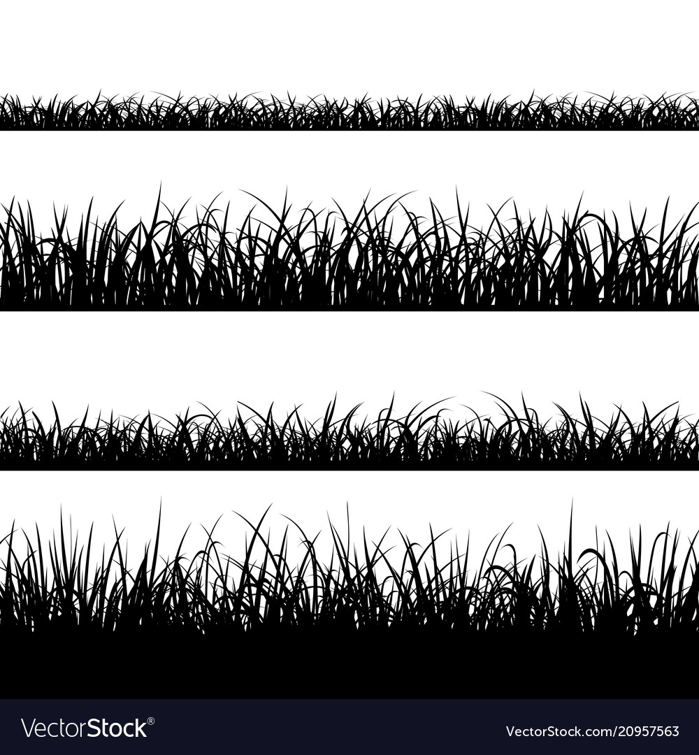 Set of silhouette of grass isolated on white Vector Image