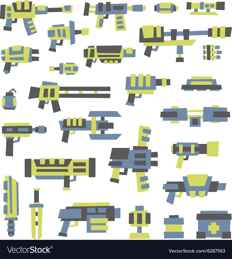 Set of simple minimal flat style sci-fi guns Vector Image