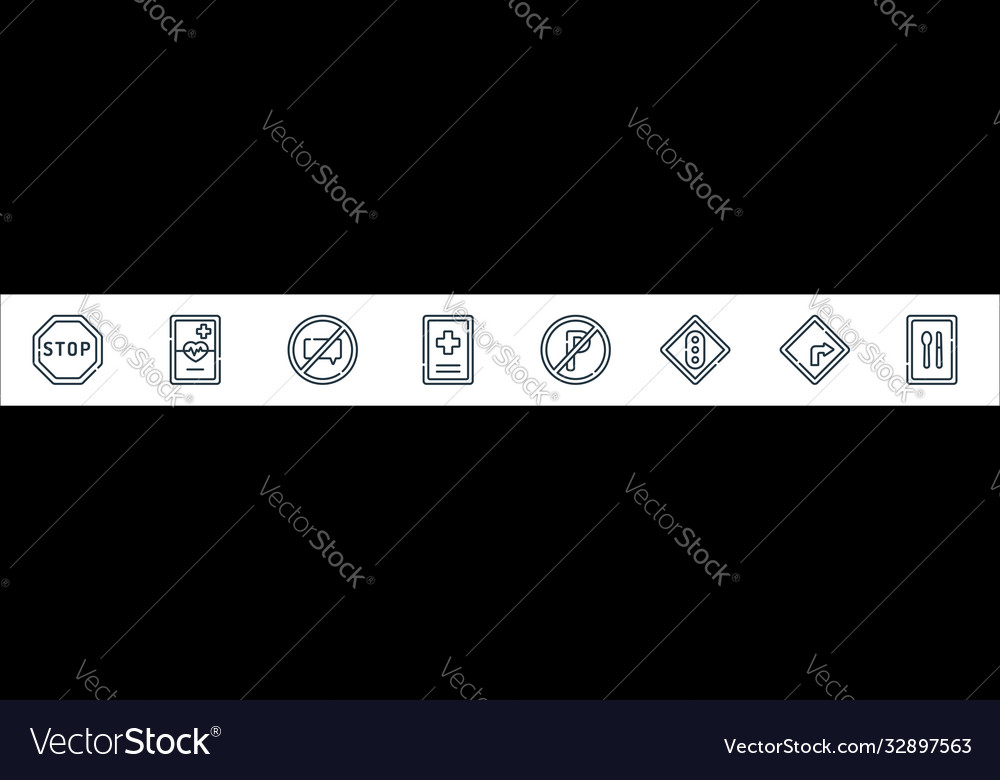 Signals and prohibitions line icons linear set vector image Signals and prohibitions line icons linear set