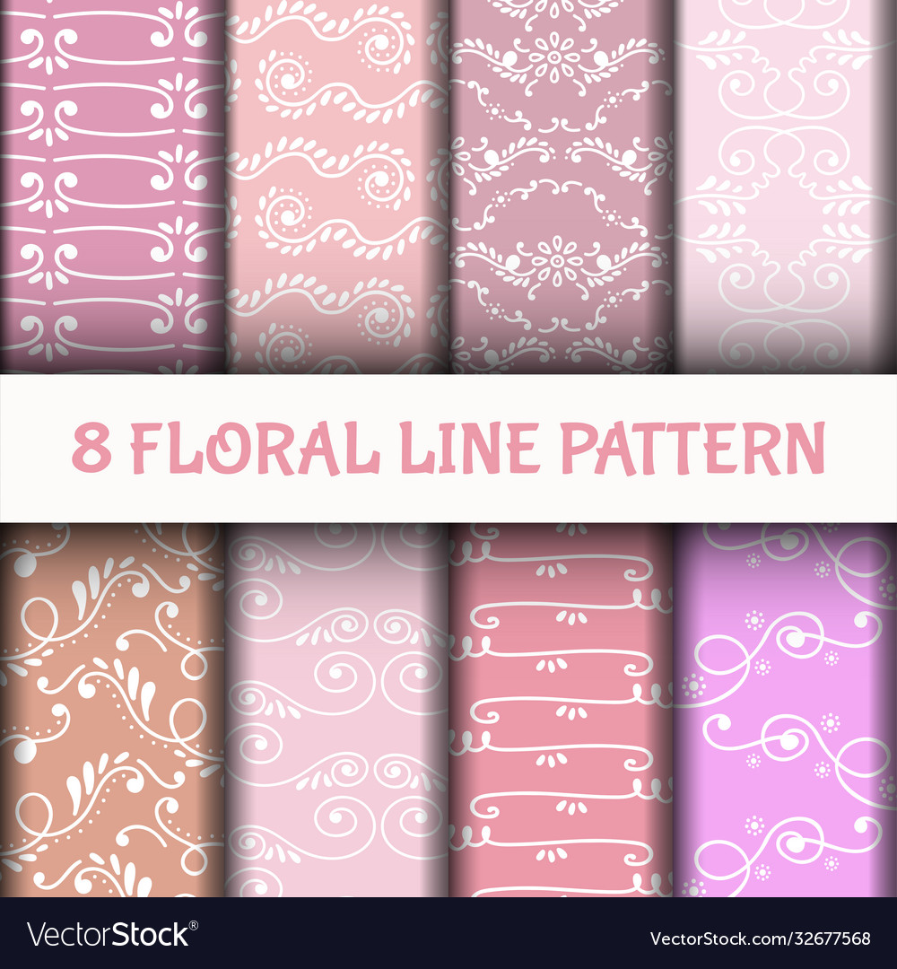8 set abstract line art pattern