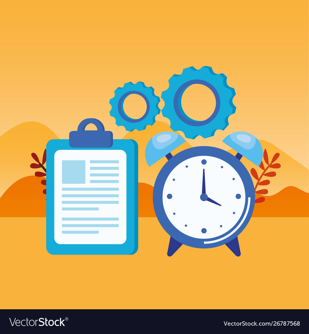 Alarm clock with checklist icon vector image Alarm clock with checklist icon