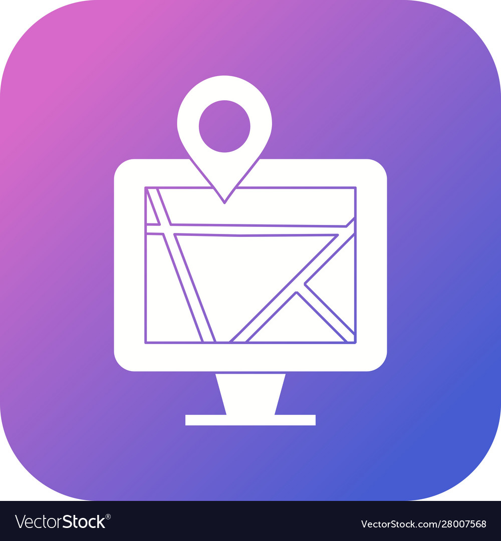 Beautiful maps on computer glyph icon