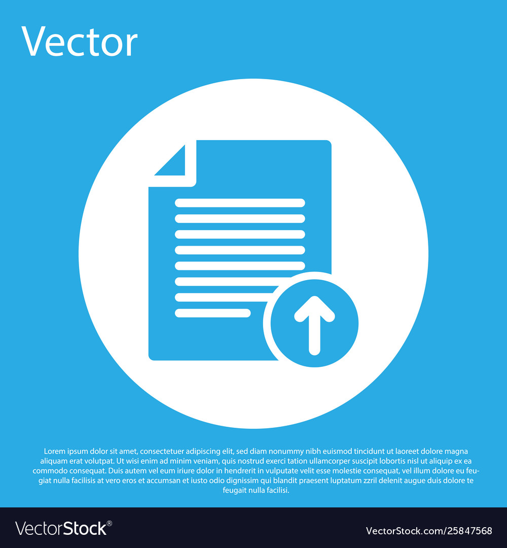 Blue upload file icon isolated on background vector image Blue upload file icon isolated on background