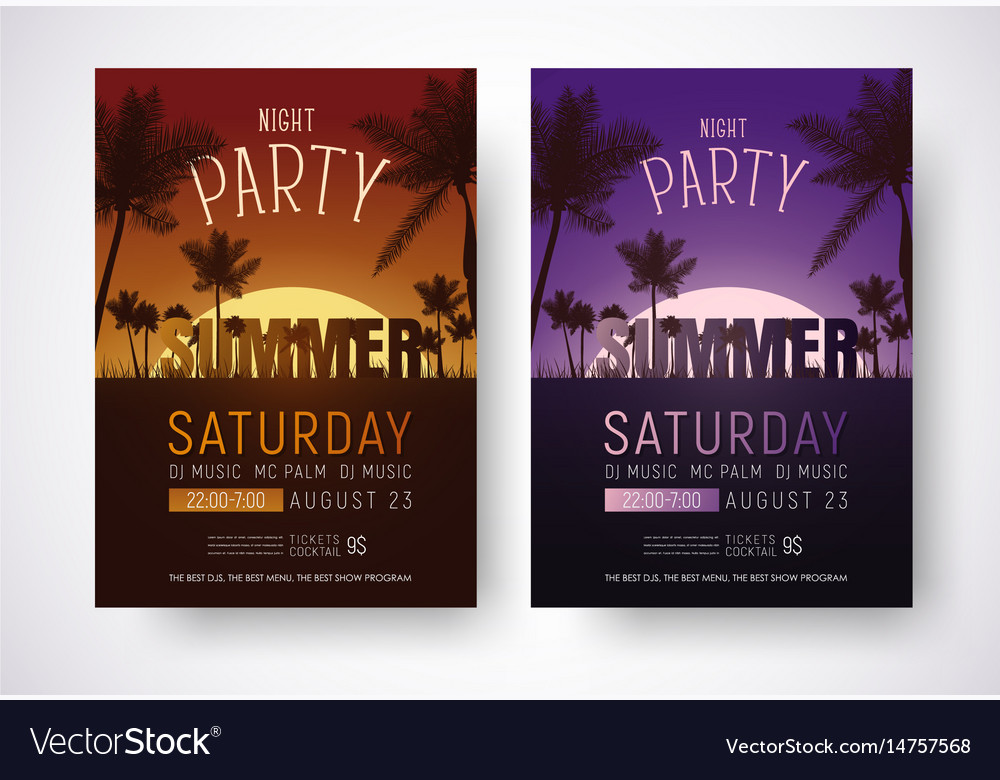 design of posters for a night summer party vector image