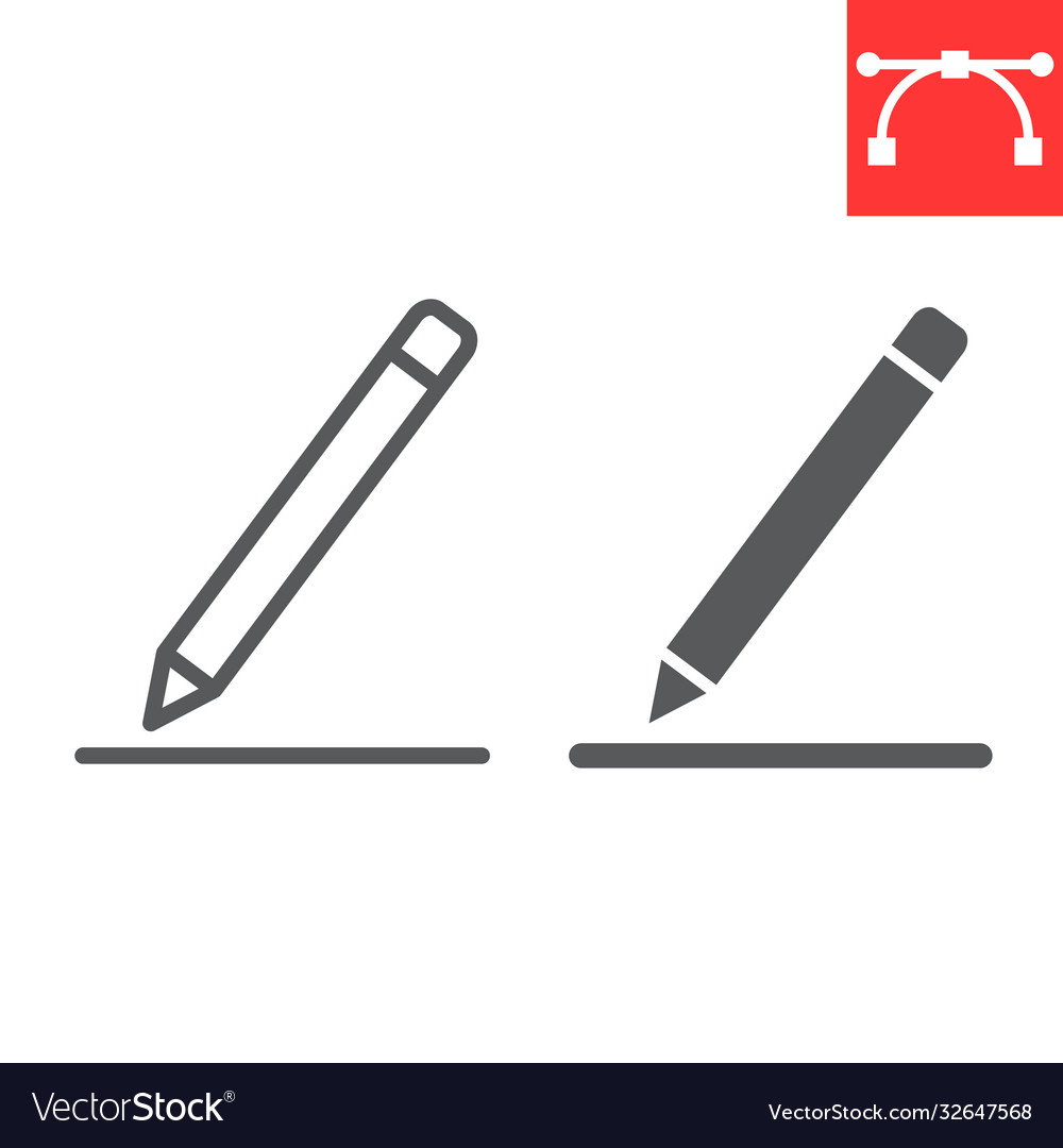 Edit line and glyph icon ui button pen sign