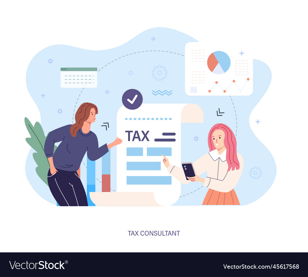 Female tax consultant or accountant preparing Vector Image