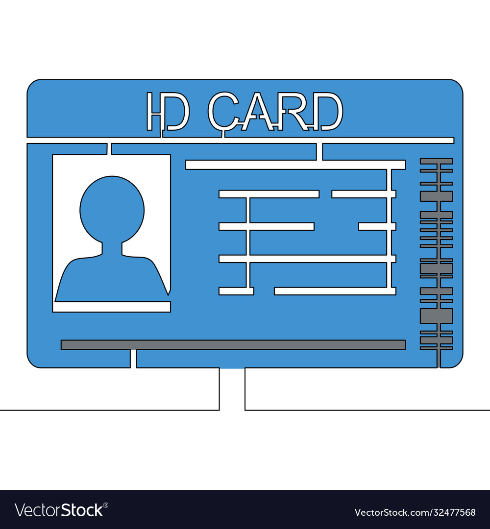 Flat continuous drawing line identification card Vector Image Flat continuous drawing line identification card
