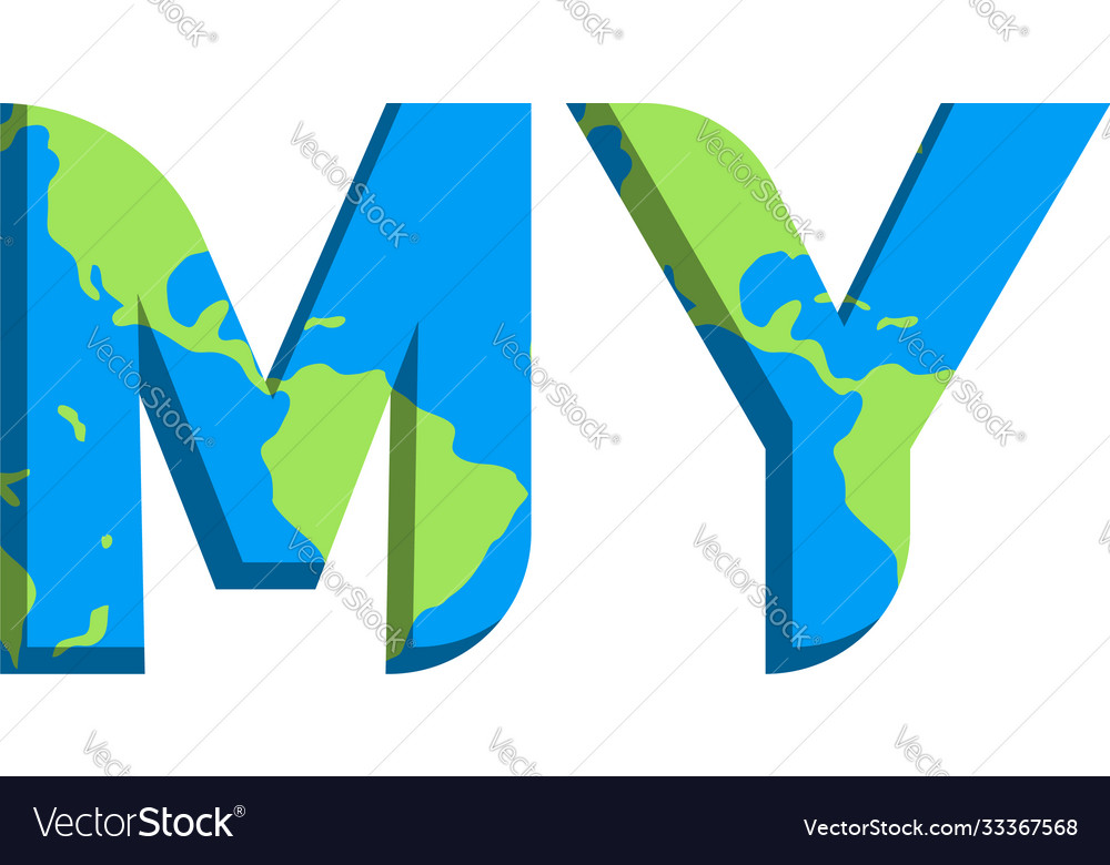 Initial my logo design with world map style Vector Image Initial my logo design with world map style