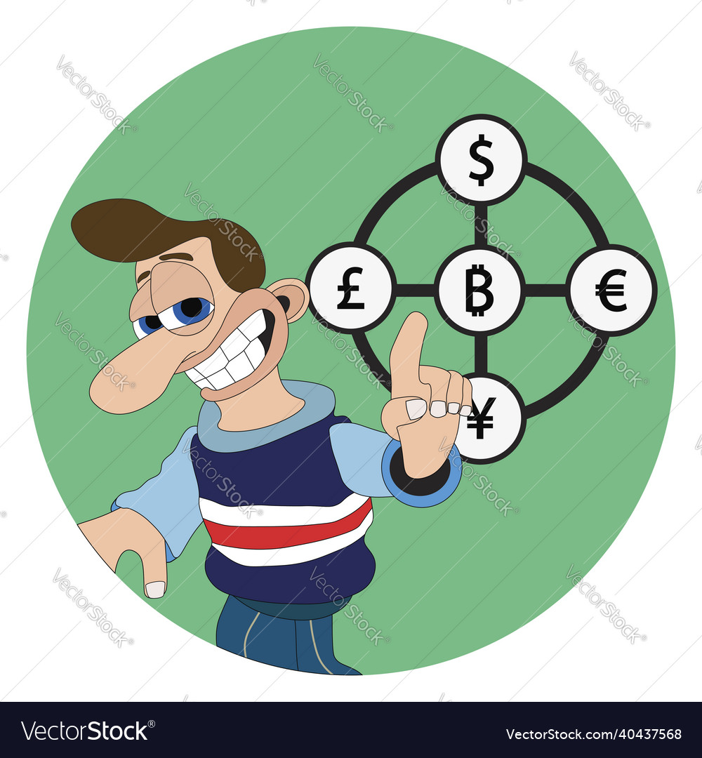 Man with cheeky smile and a big nose pointing vector image Man with cheeky smile and a big nose pointing