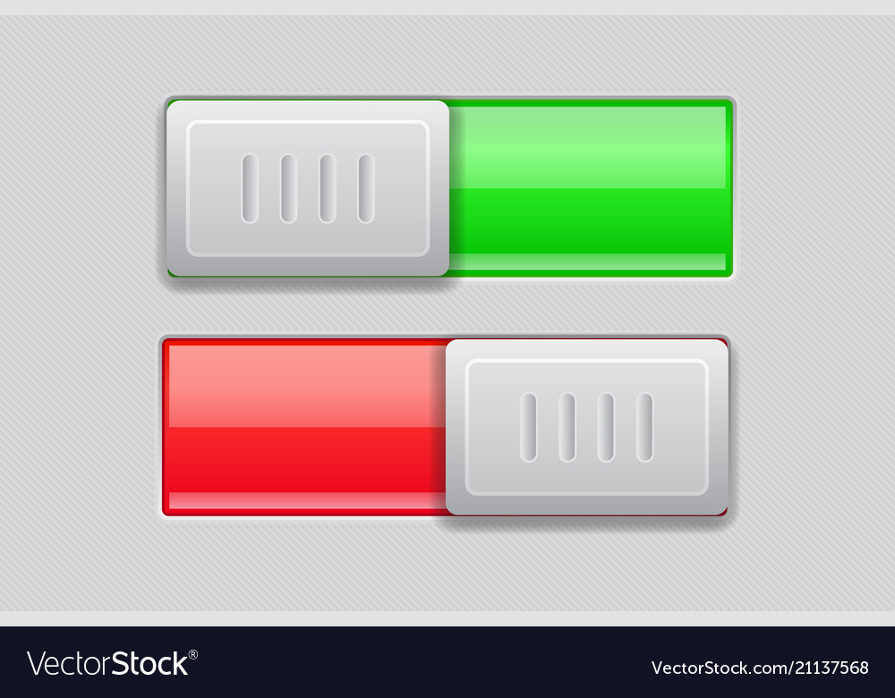 On and off toggle switch buttons red green 3d