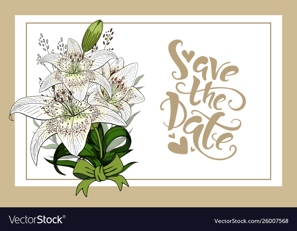 Save date invitation card template with hand