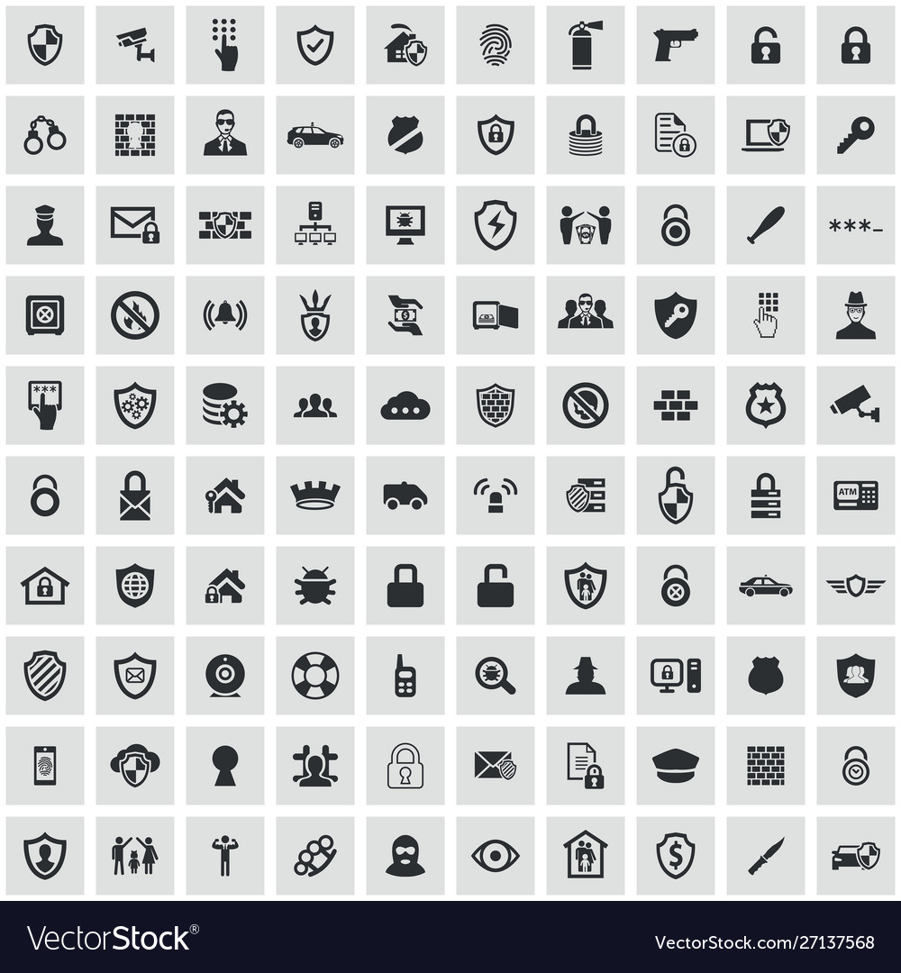 Security 100 icons universal set for web and ui