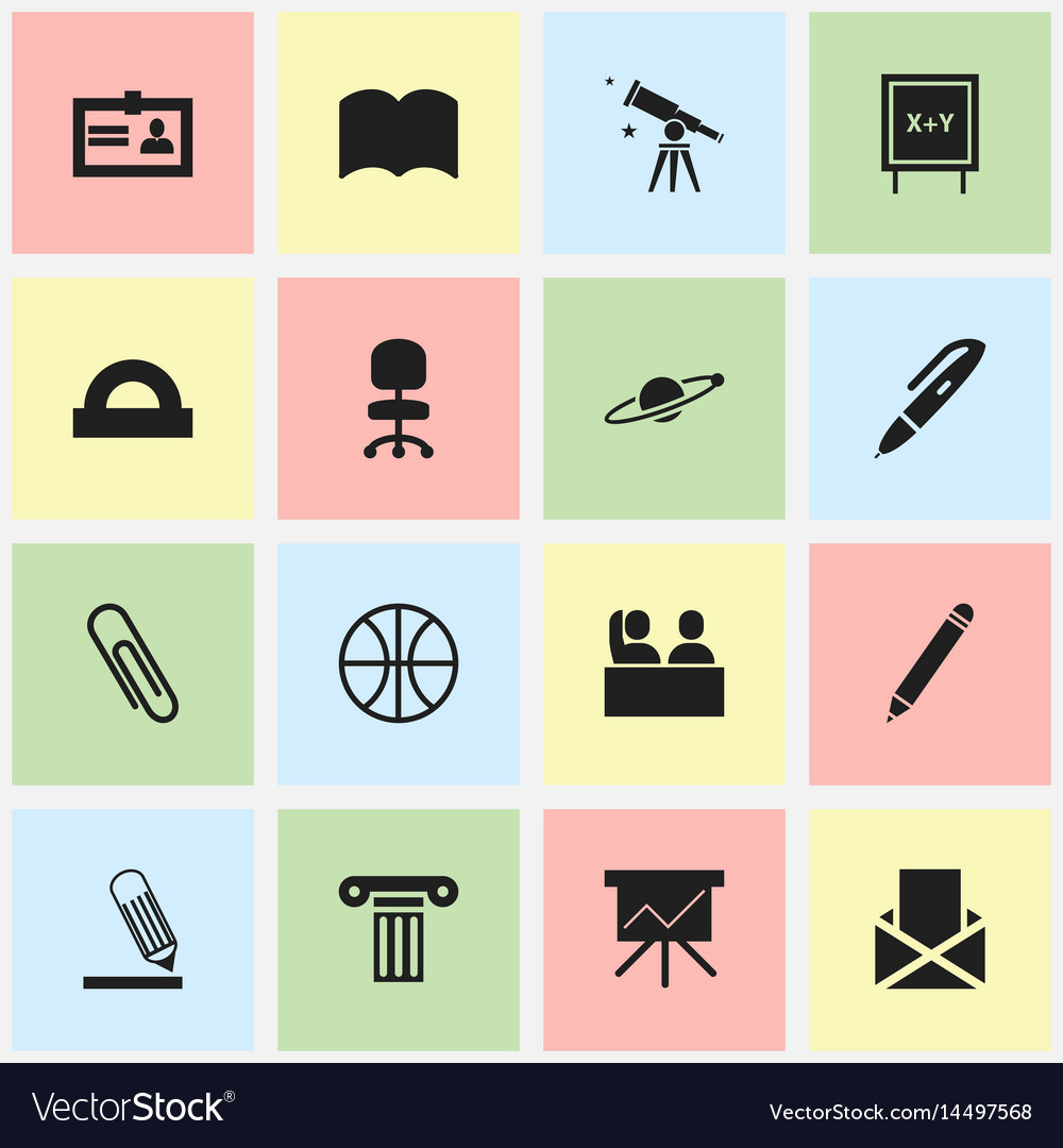 Set of 16 editable university icons includes