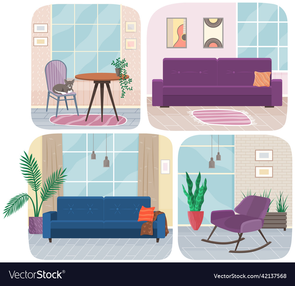 Set of on theme interior design Royalty Free Vector Image