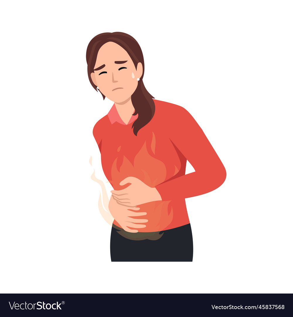 Young woman feel pain in stomach Royalty Free Vector Image