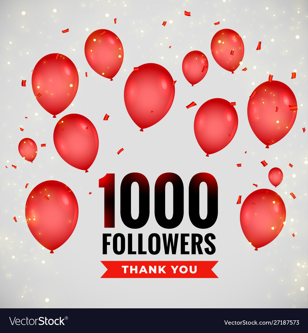 1000 followers thankyou poster with flying