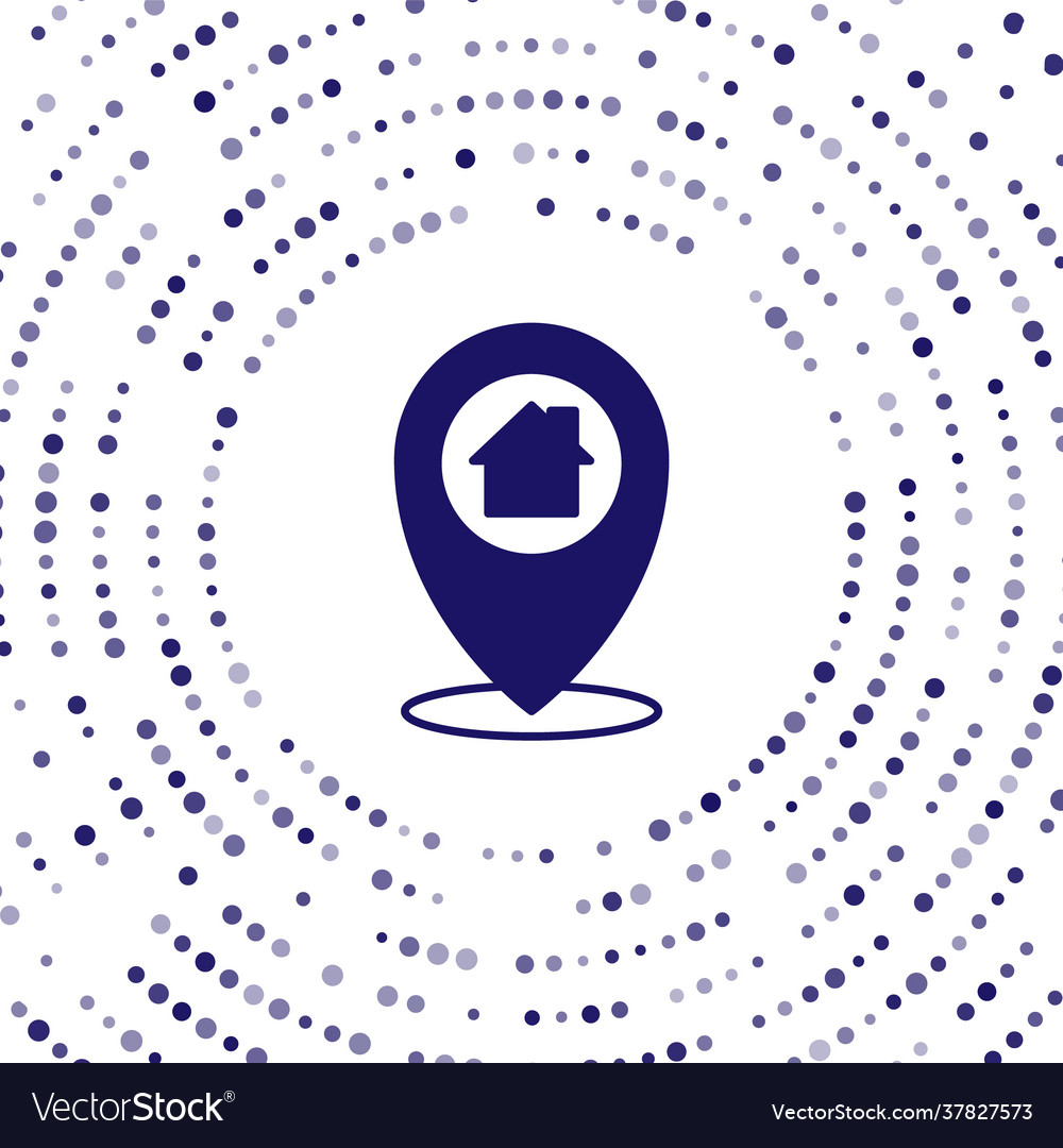Blue map pointer with house icon isolated on white vector image Blue map pointer with house icon isolated on white