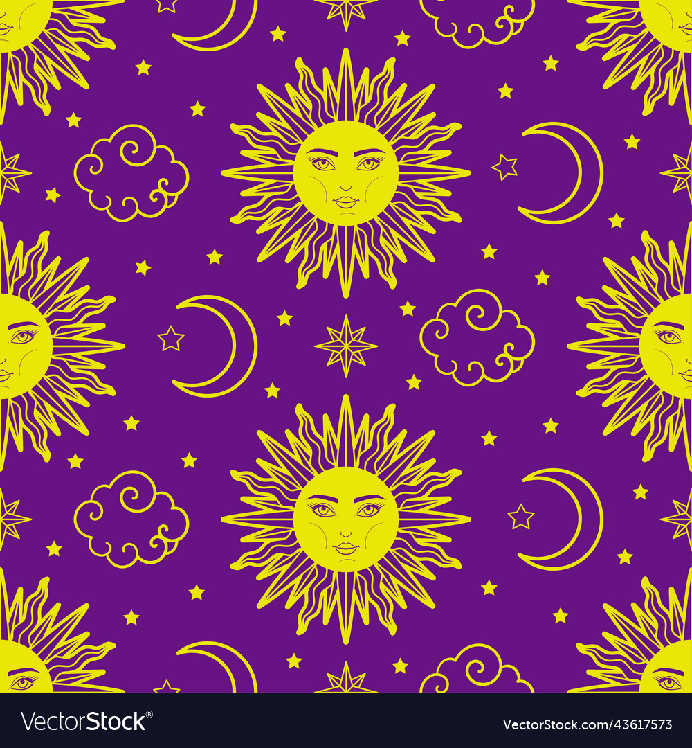 Celestial Sun & Crescent Pattern