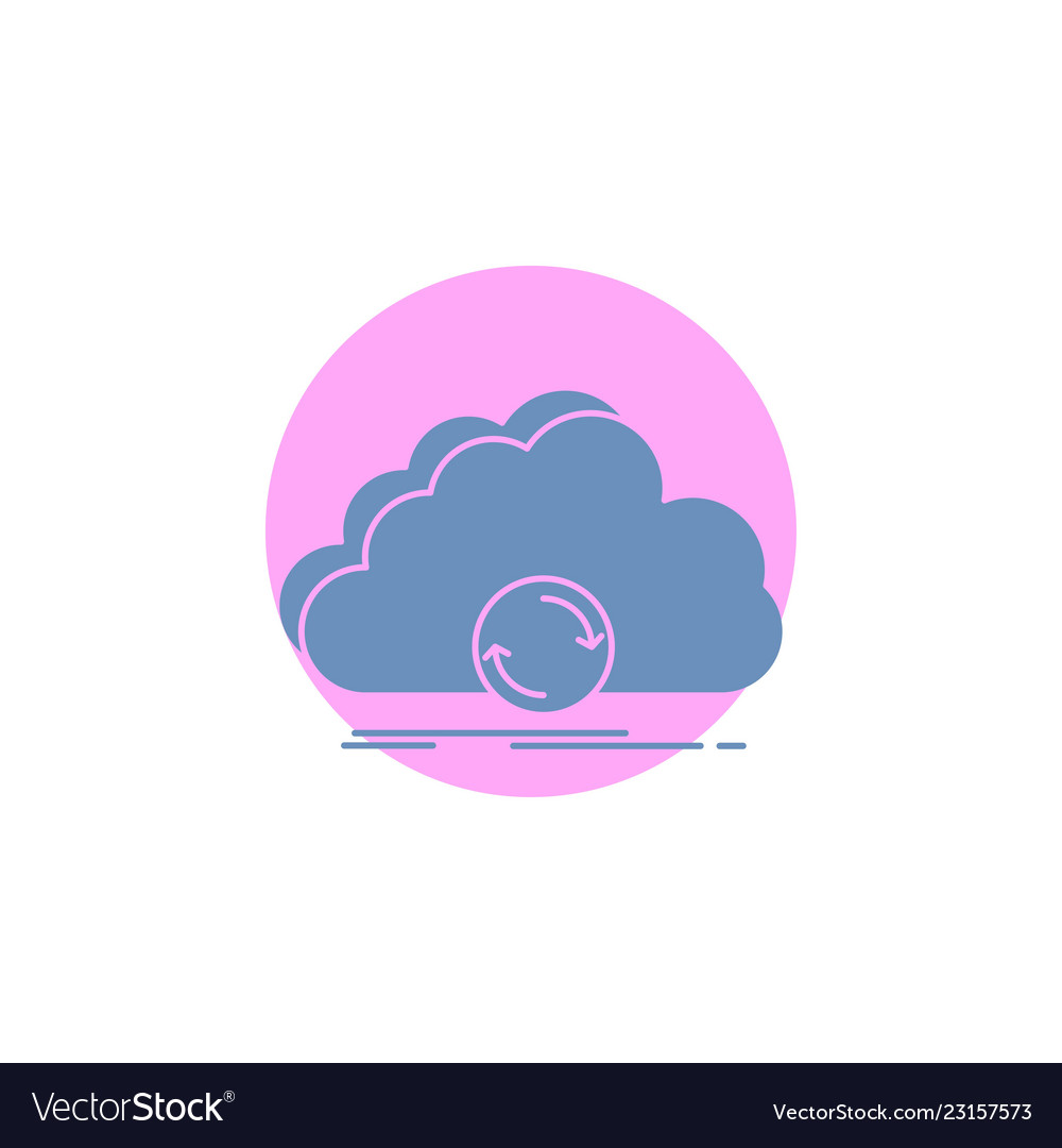 Cloud syncing sync data synchronization glyph icon vector image Cloud syncing sync data synchronization glyph icon