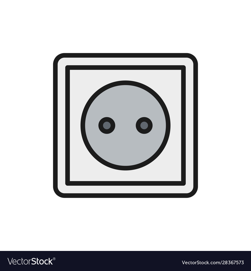 European power socket flat color line icon Vector Image