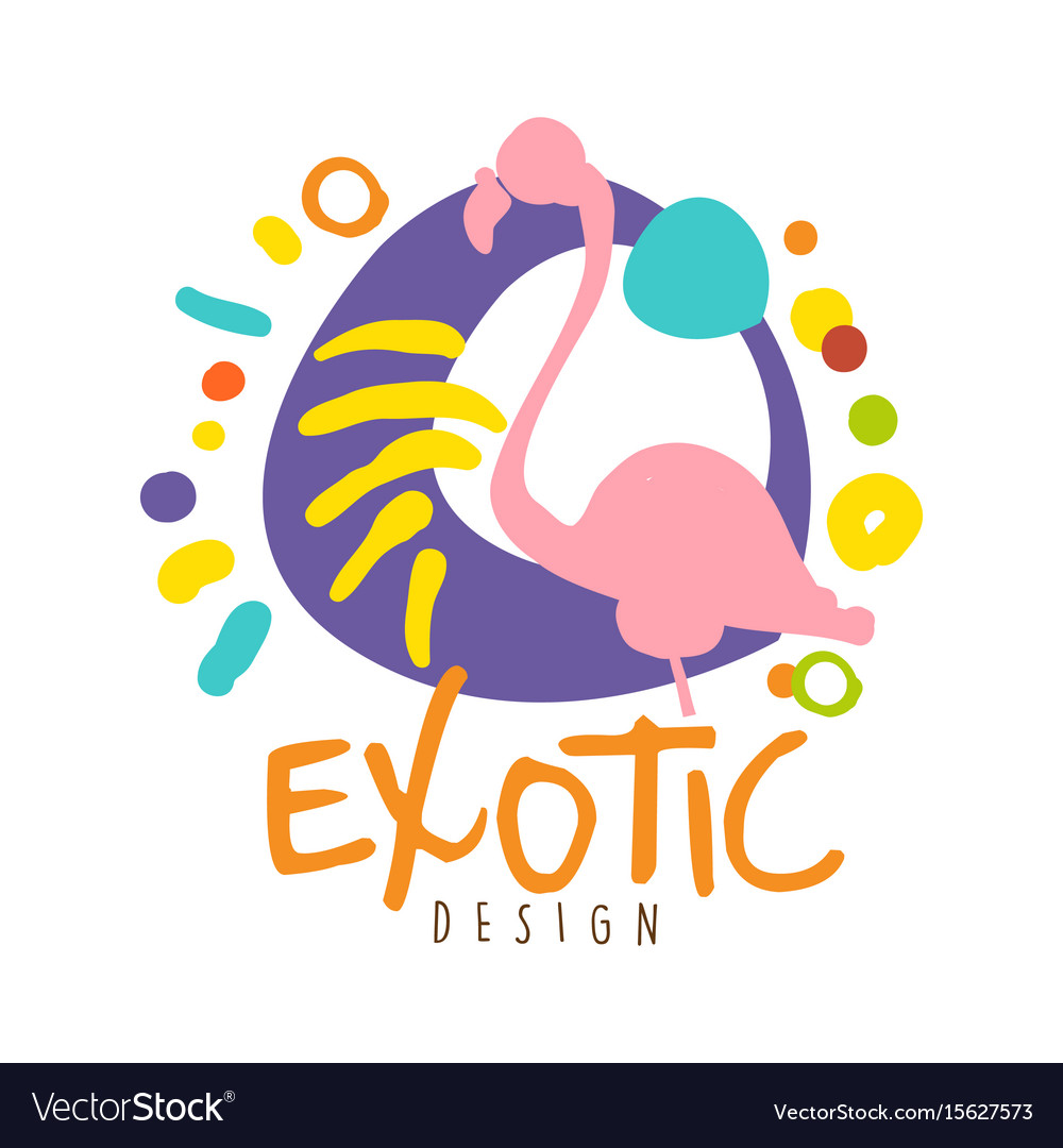 Exotic logo design with flamingo bird summer Vector Image